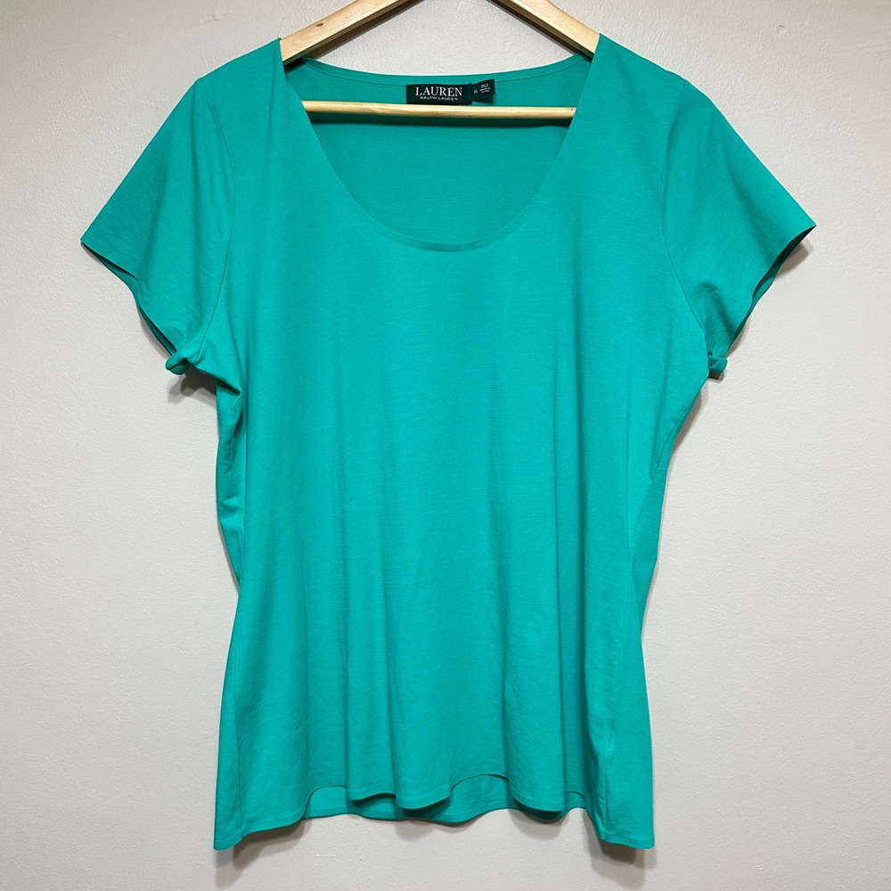 Lauren Ralph Lauren Short Sleeve Scoop Neck Tee Women XL Soft Lightweight Fitted
